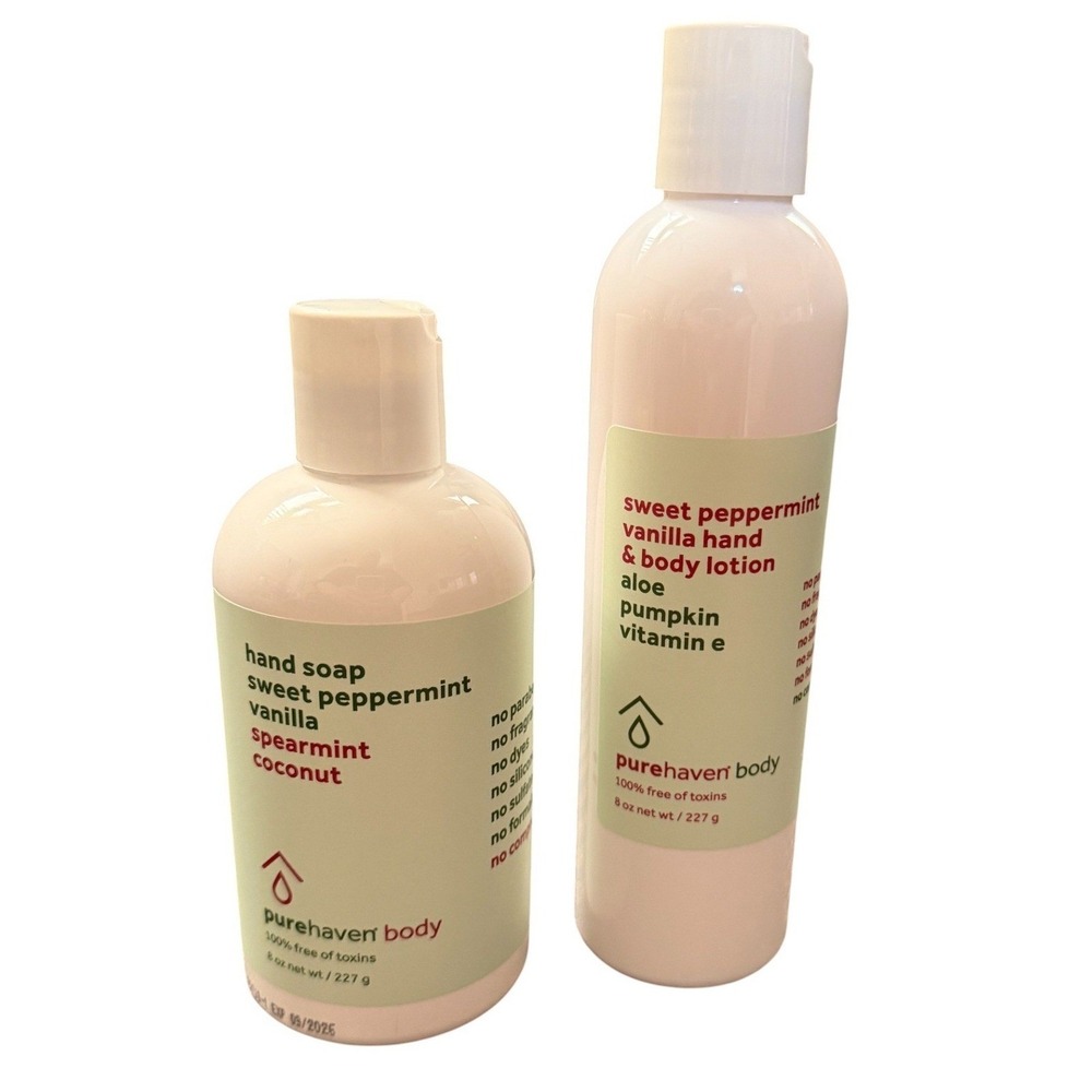 Pure Haven Body Soap Vanilla Spearmint Coconut & Lotion Sweet Peppermint Vanilla
